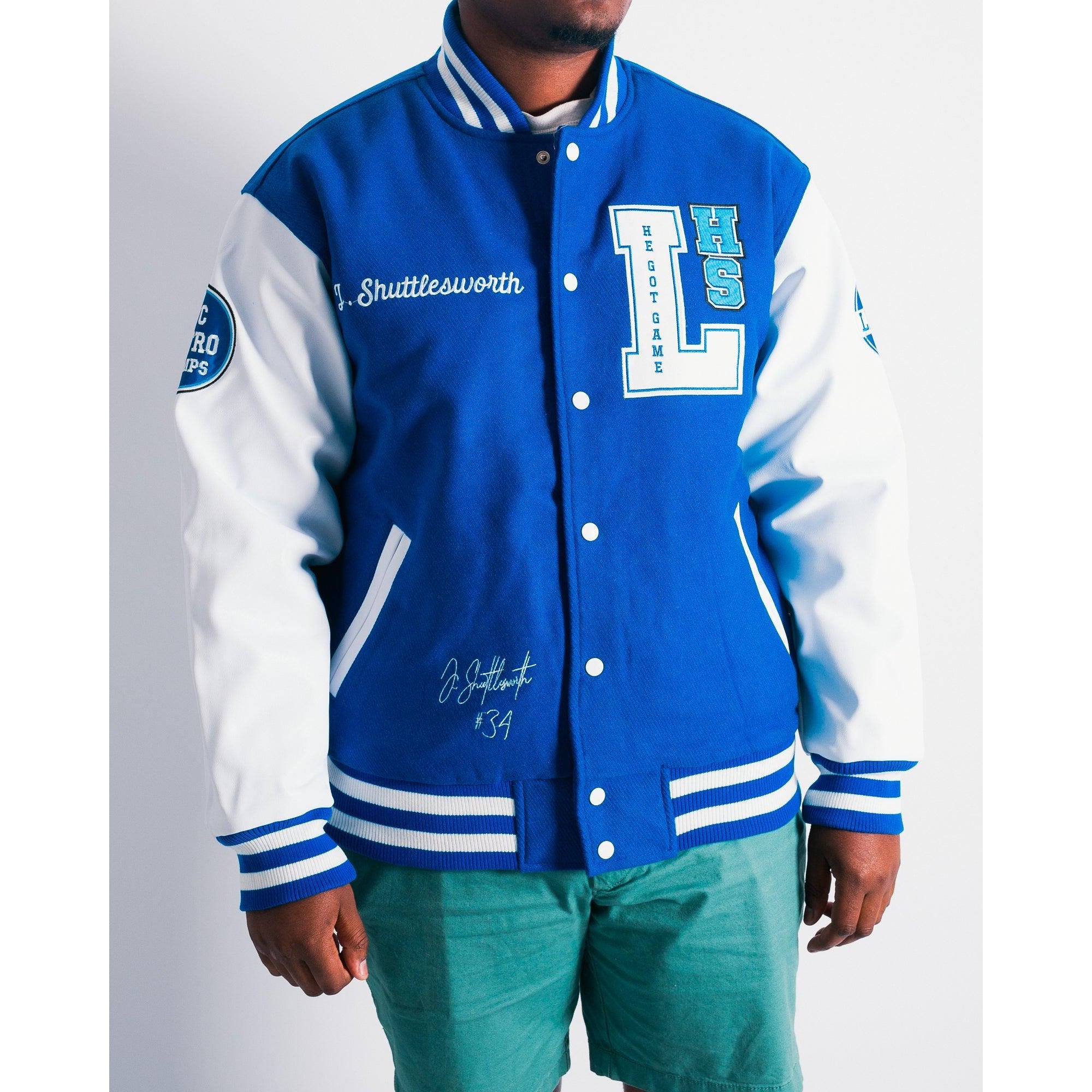 HE GOT GAME JESUS SHUTTLESWORTH VARSITY JACKET BLUE Allstarelite