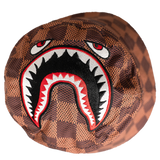 SHARK MOUTH STEALTH CHECKED BOARD BUCKET HAT (BROWN)