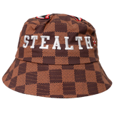 SHARK MOUTH STEALTH CHECKED BOARD BUCKET HAT (BROWN)