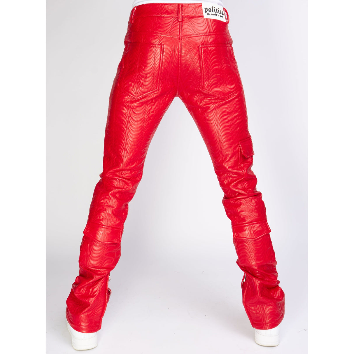 Politics Jeans Cargo Pu Leather Stacked Murphy Red 552 