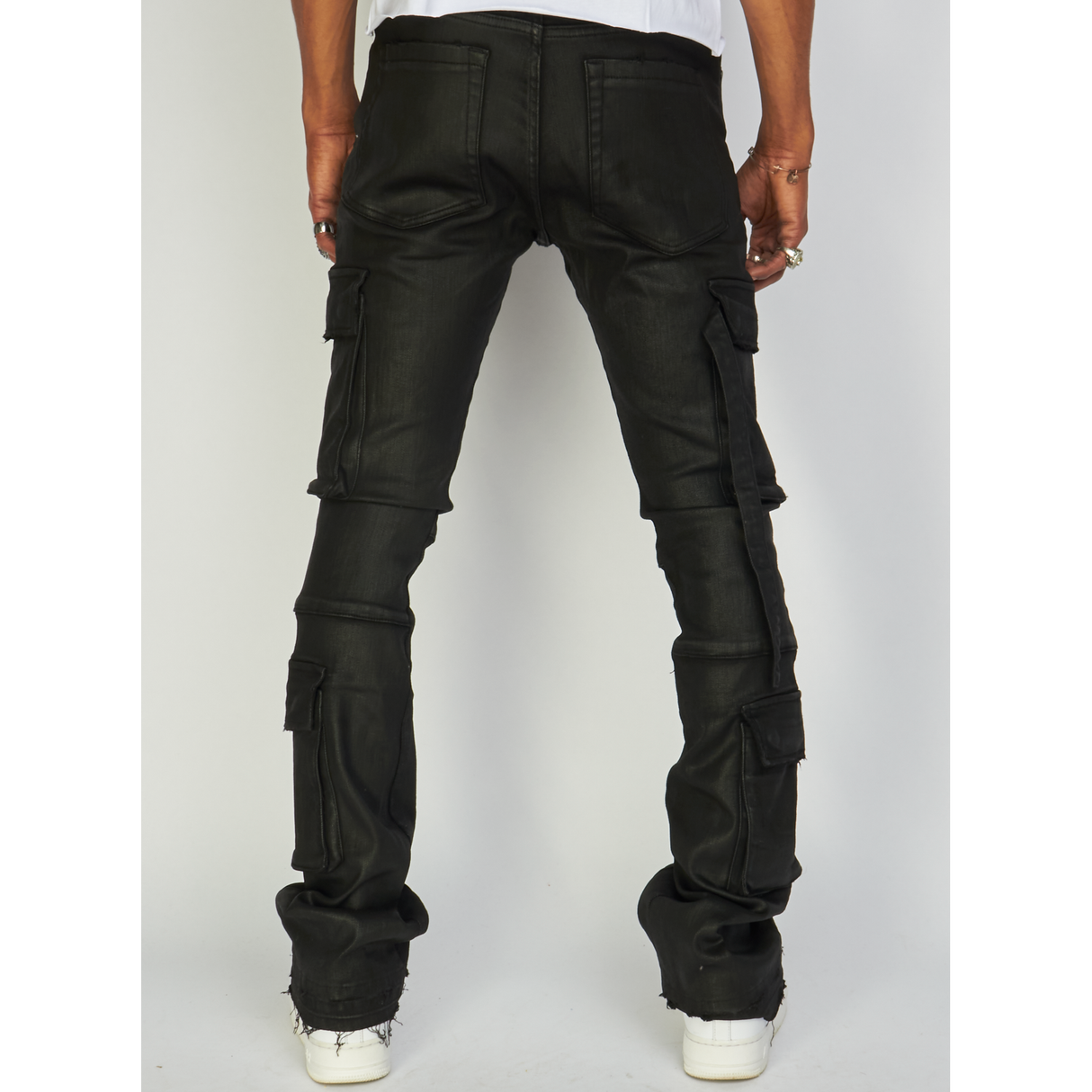 Politics Jeans Stacked Cargo Flare Otto Black Wax 506 