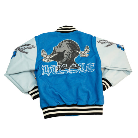 BRAND X HUSSLE MOTIVATE VARSITY JACKET (BLUE)