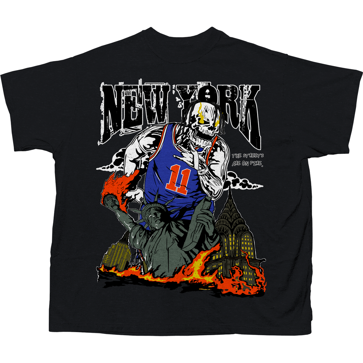 BRAND X NEW YORK THE STREETS ARE ON FIRE T-SHIRT (BLACK)