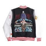 BRAND X JASON CAMP CRYSTAL LAKE VARSITY JACKET (BLACK/WHITE)