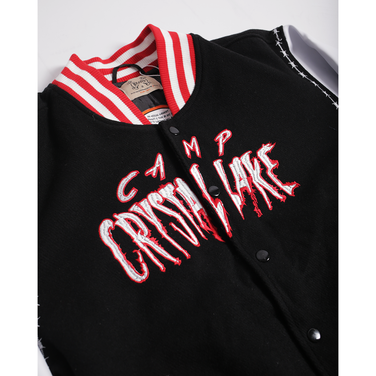 BRAND X JASON CAMP CRYSTAL LAKE YOUTH VARSITY JACKET (BLACK)