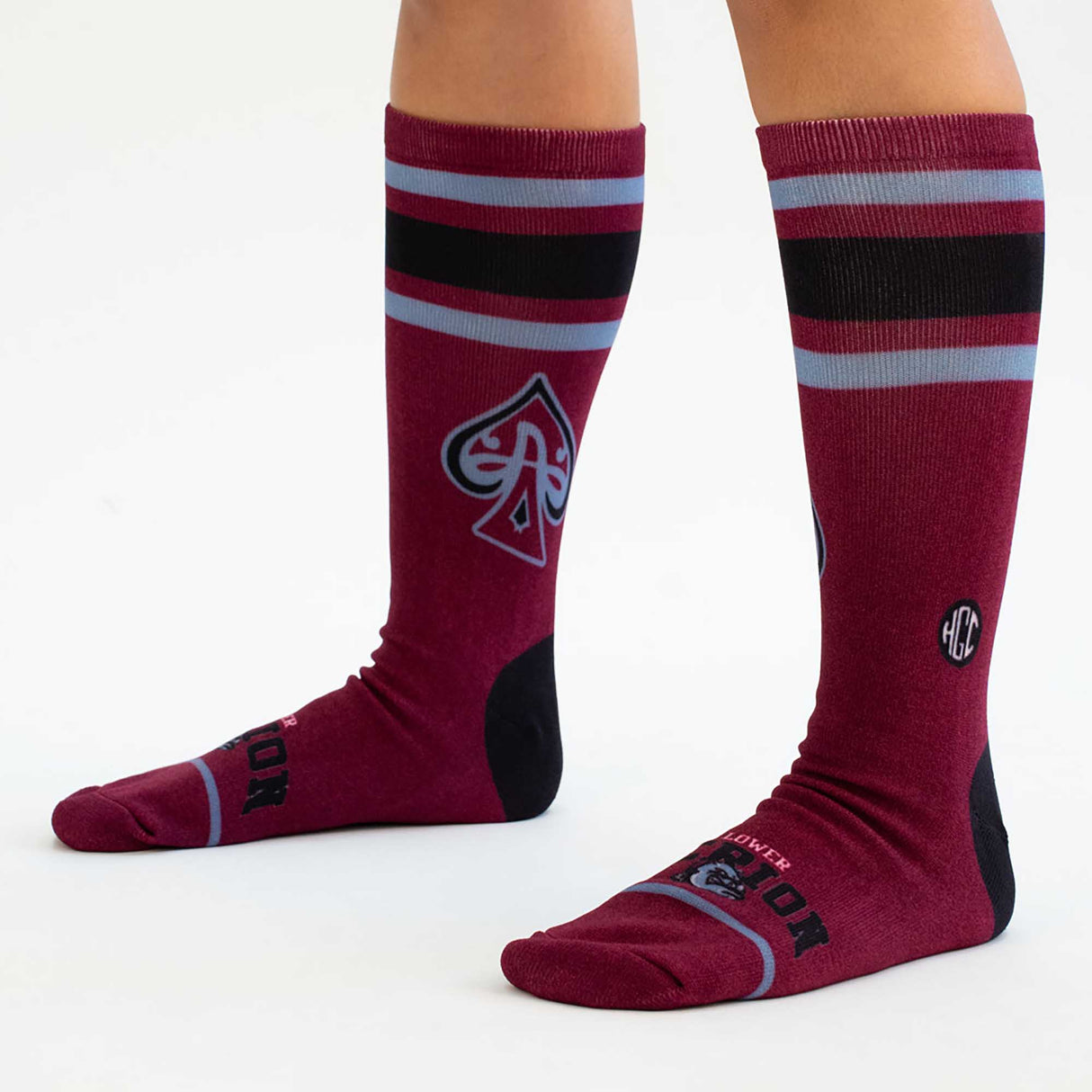 LOWER MERION STRIPE SOCKS (MAROON)