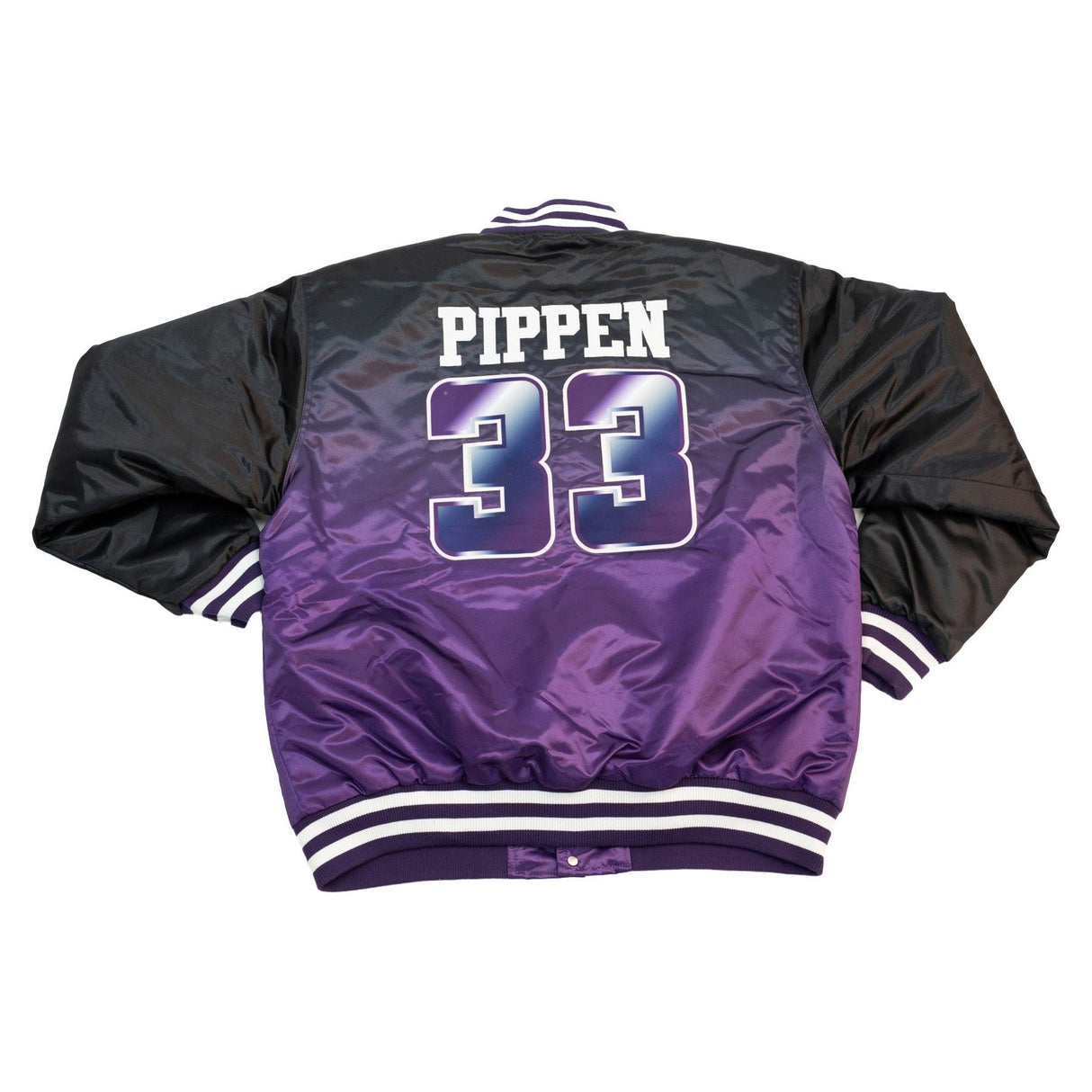 SCOTTIE PIPPEN HIGH SCHOOL SATIN JACKET (BLACK/PURPLE)