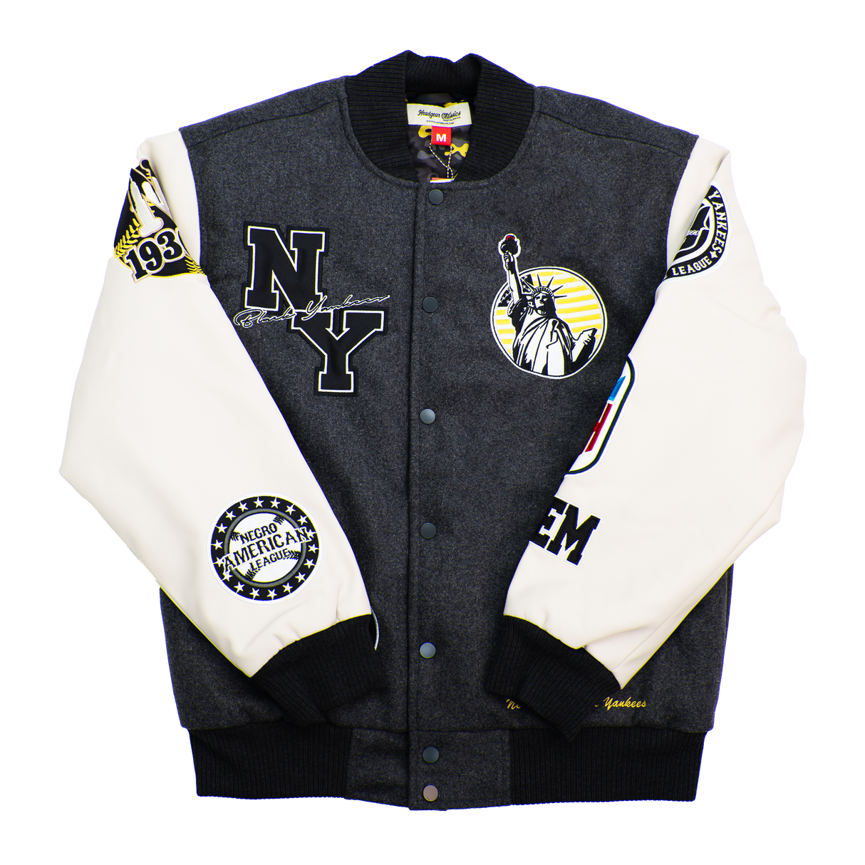 NY BLACK YANKEES VARSITY JACKET (GREY)