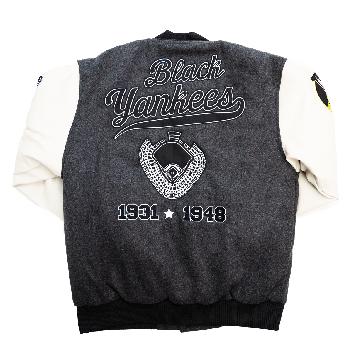 NY BLACK YANKEES VARSITY JACKET (GREY)