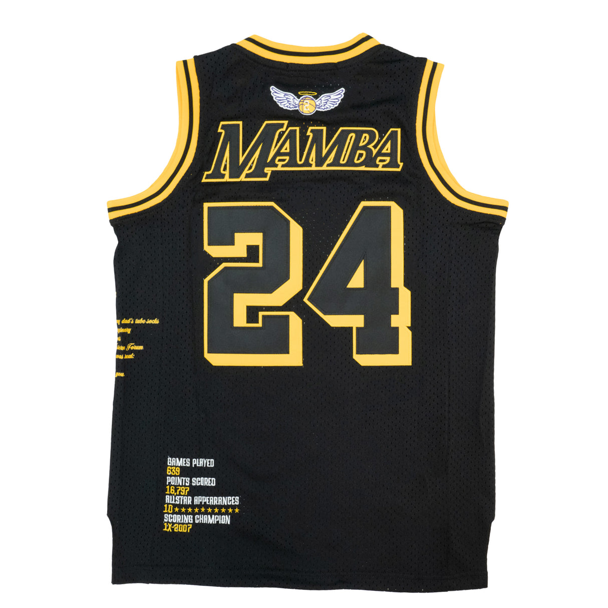 LEGEND MAMBA STATS POEM BASKETBALL JERSEY (BLACK/YELLOW)