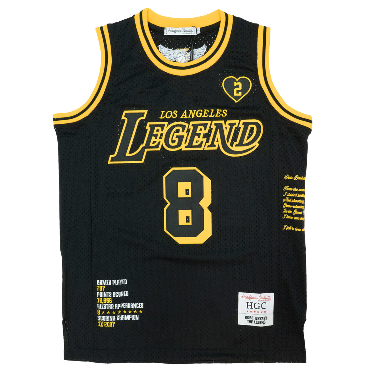 LEGEND MAMBA STATS POEM BASKETBALL JERSEY (BLACK/YELLOW)