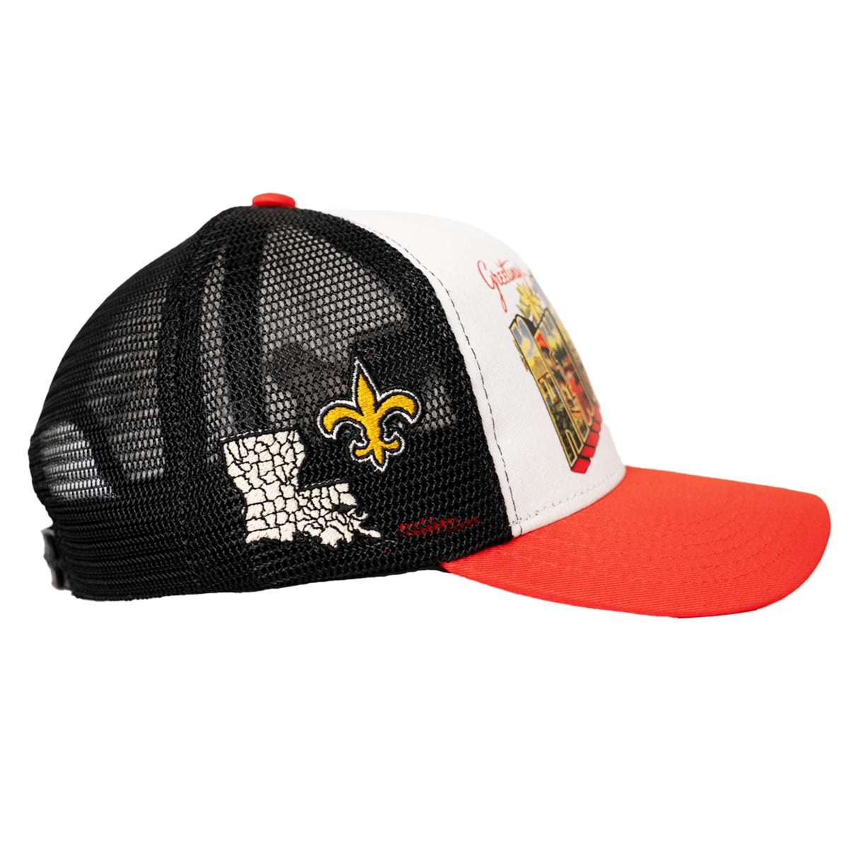 NEW ORLEANS GREETINGS TRUCKER HAT (RED)