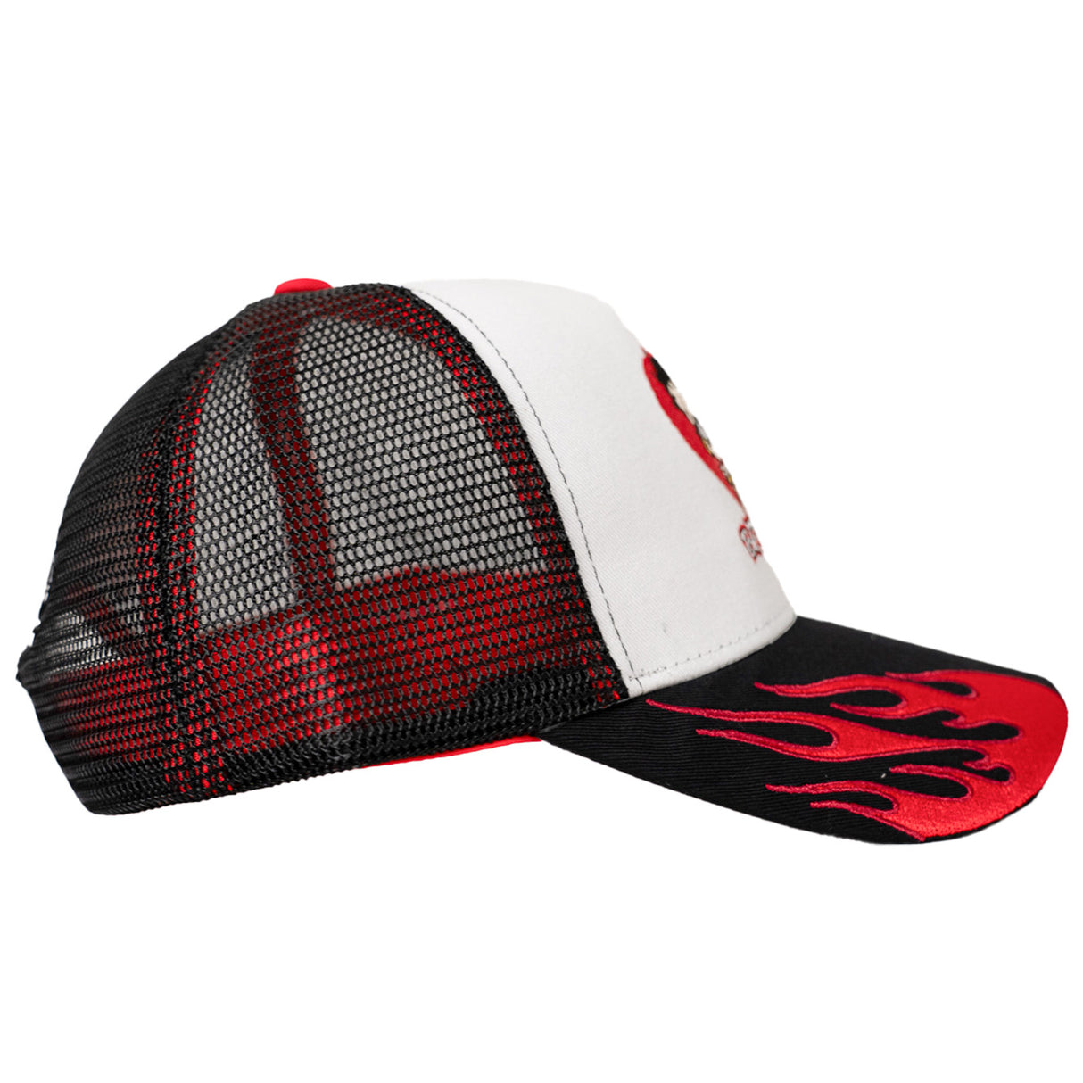 BETTY BOOP FLAME TRUCKER HAT (WHITE/BLACK)