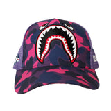 SHARK MOUTH CAMO TRUCKER HAT (PURPLE)