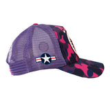 SHARK MOUTH CAMO TRUCKER HAT (PURPLE)