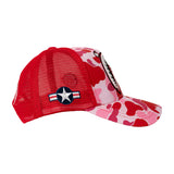 SHARK MOUTH CAMO TRUCKER HAT (RED)