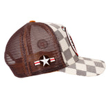 SHARK MOUTH CHECK BOARD TRUCKER HAT (BEIGE)