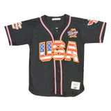 USA TRUMP BUTTON DOWN BASEBALL JERSEY (BLACK)