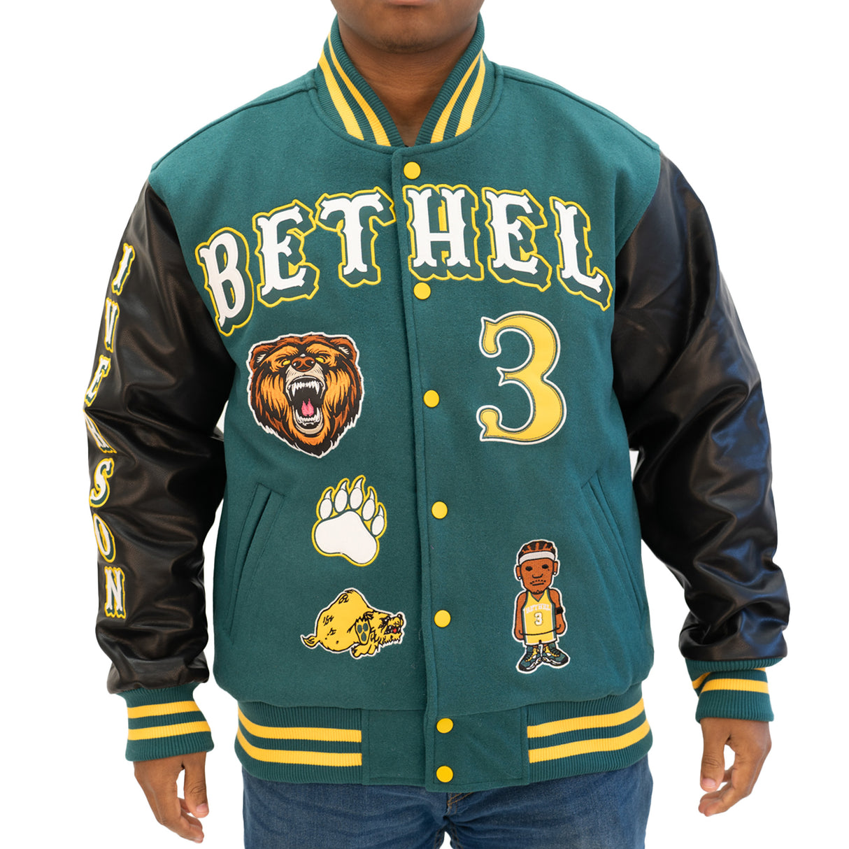 IVERSON BETHEL VARSITY JACKET (GREEN/WHITE)