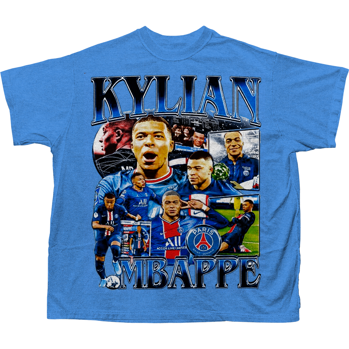 KYLIAN MBAPPE COLLAGE T-SHIRT (LIGHT BLUE)