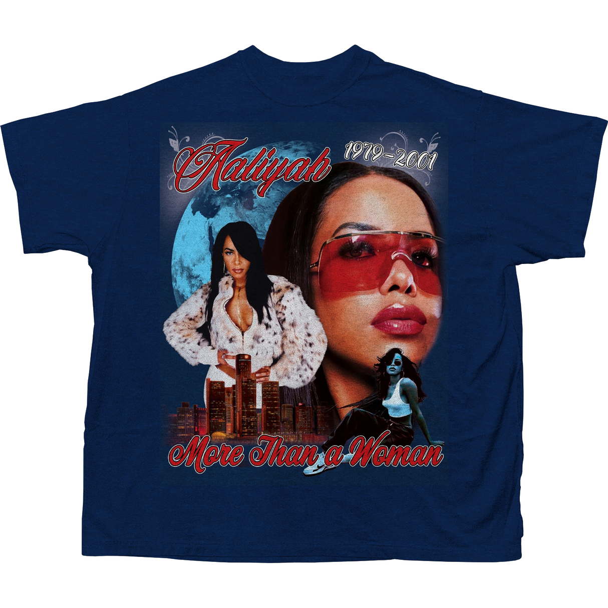 AALIYAH COLLAGE T-SHIRT (NAVY)