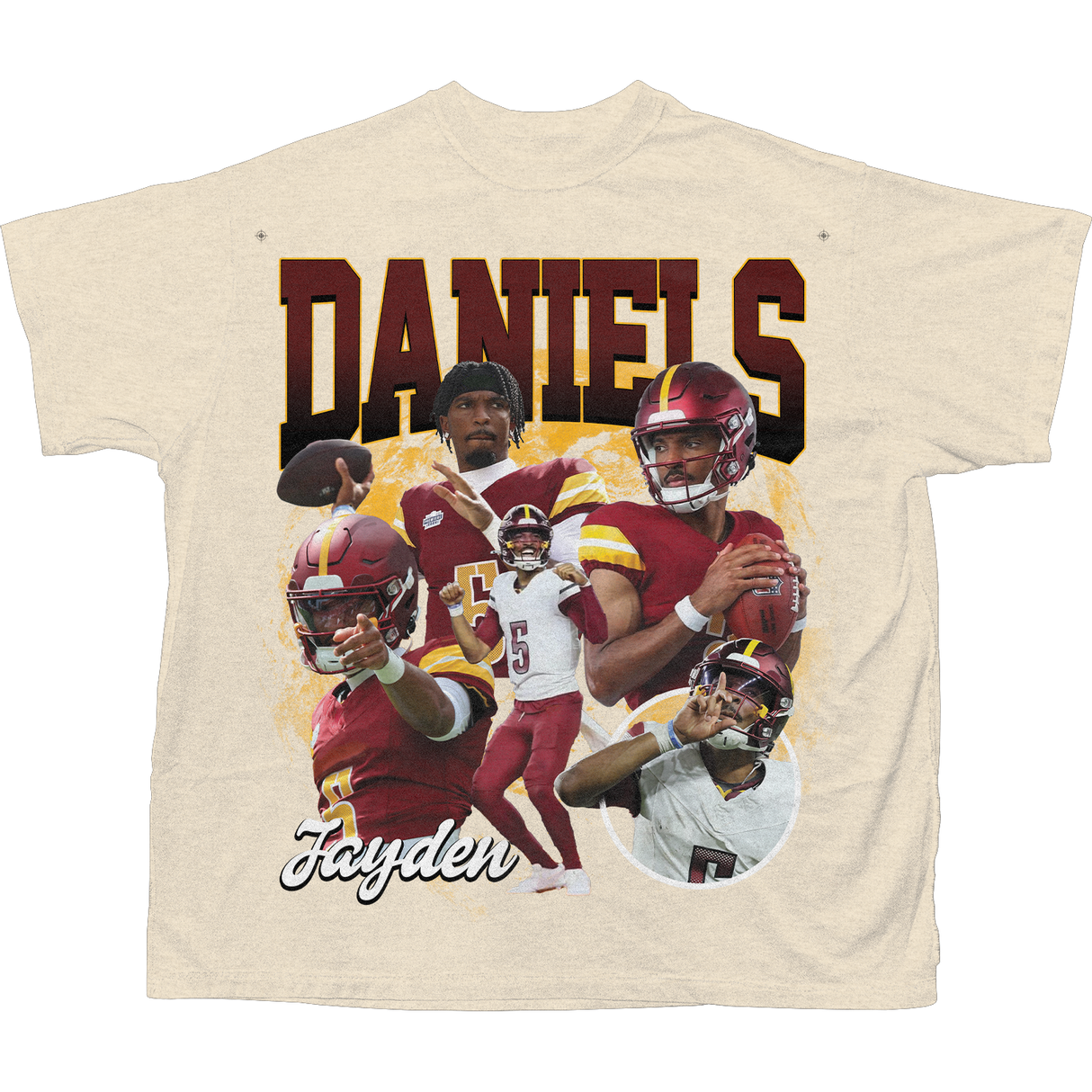 JAYDEN DANIELS FOOTBALL T-SHIRT (CREAM)