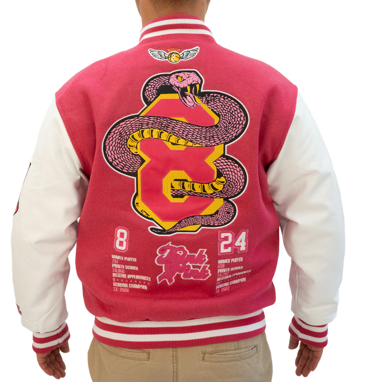 YOUTH MAMBA LEGEND THINK VARSITY JACKET (PINK)