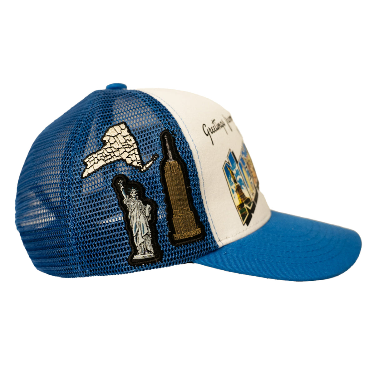 NEW YORK GREETINGS TRUCKER HAT (BLUE)