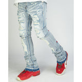 Embroidered Skinny Stacked Distressed Denim