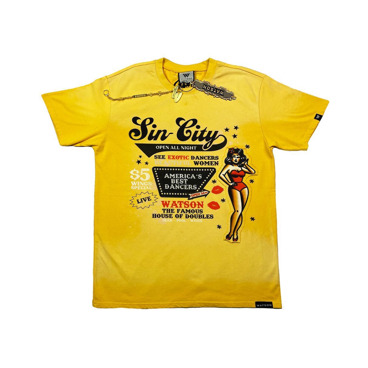 WATSON SIN CITY HOUSE OF DOUBLES T-SHIRT (GOLD)