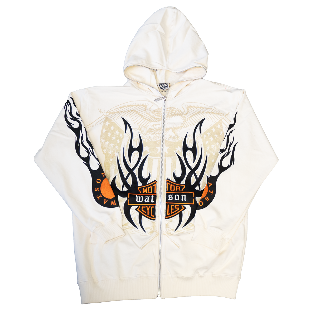 WATSON MOTOR CYCLES FULL ZIP HOODIE (CREAM)