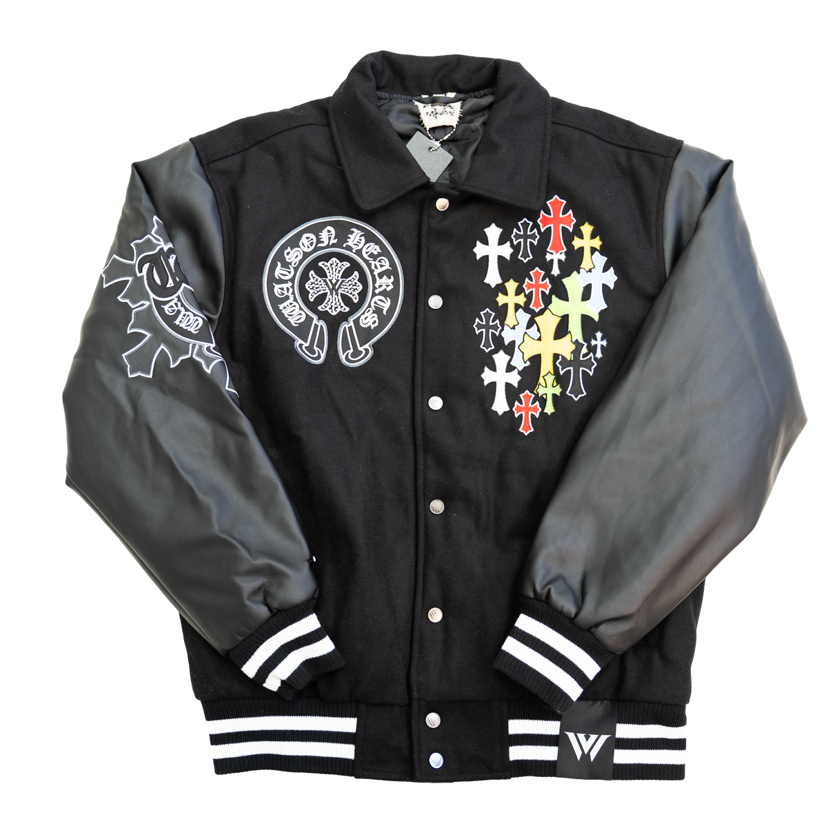 WATSON HEARTS AIN'T NO LOVE VARSITY JACKET (BLACK)