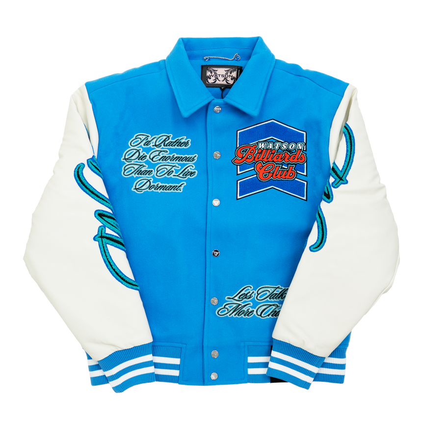 WATSON BILLIARDS CLUB VARSITY JACKET (ICE BLUE)