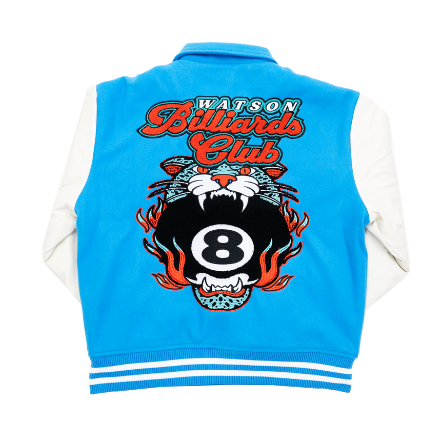 WATSON BILLIARDS CLUB VARSITY JACKET (ICE BLUE)