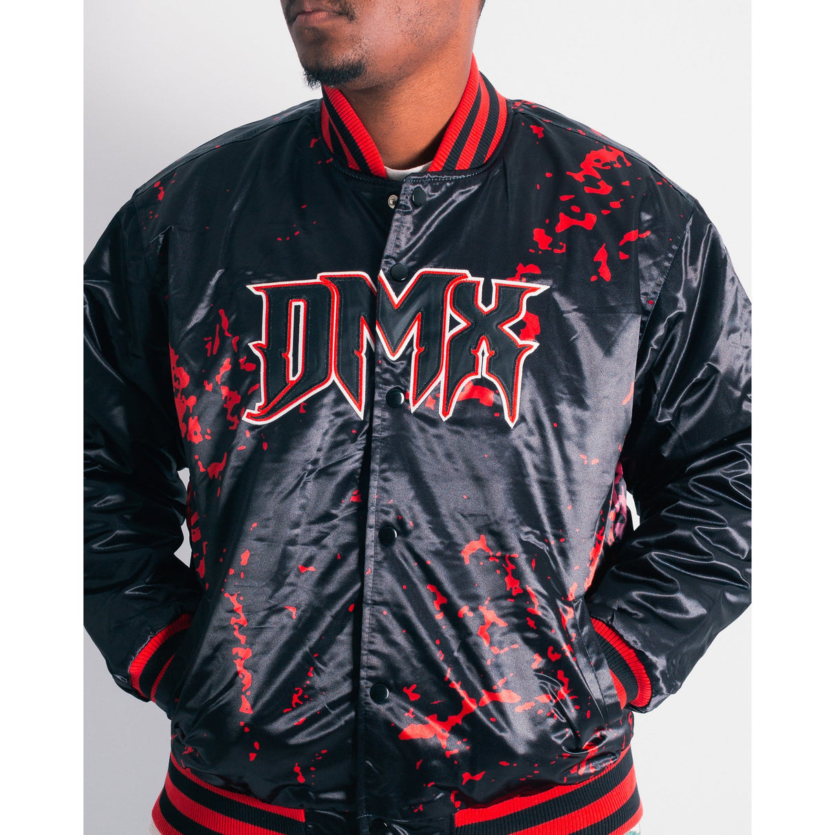 Black DMX Fade Satin Jacket - Allstarelite.com