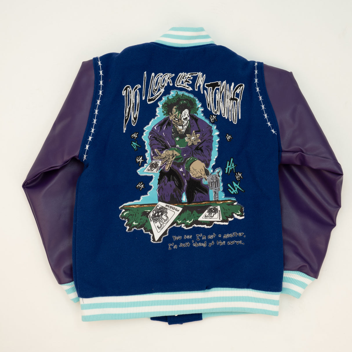 BRAND X WHY SO SERIOUS JOKER VARSITY JACKET (NAVY)