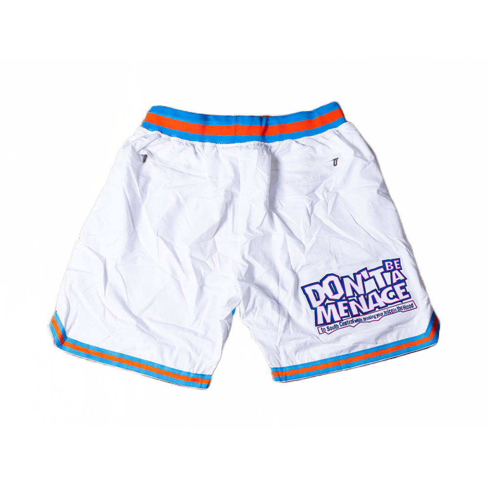 DONT BE A MENACE BASKETBALL SHORTS (WHITE)