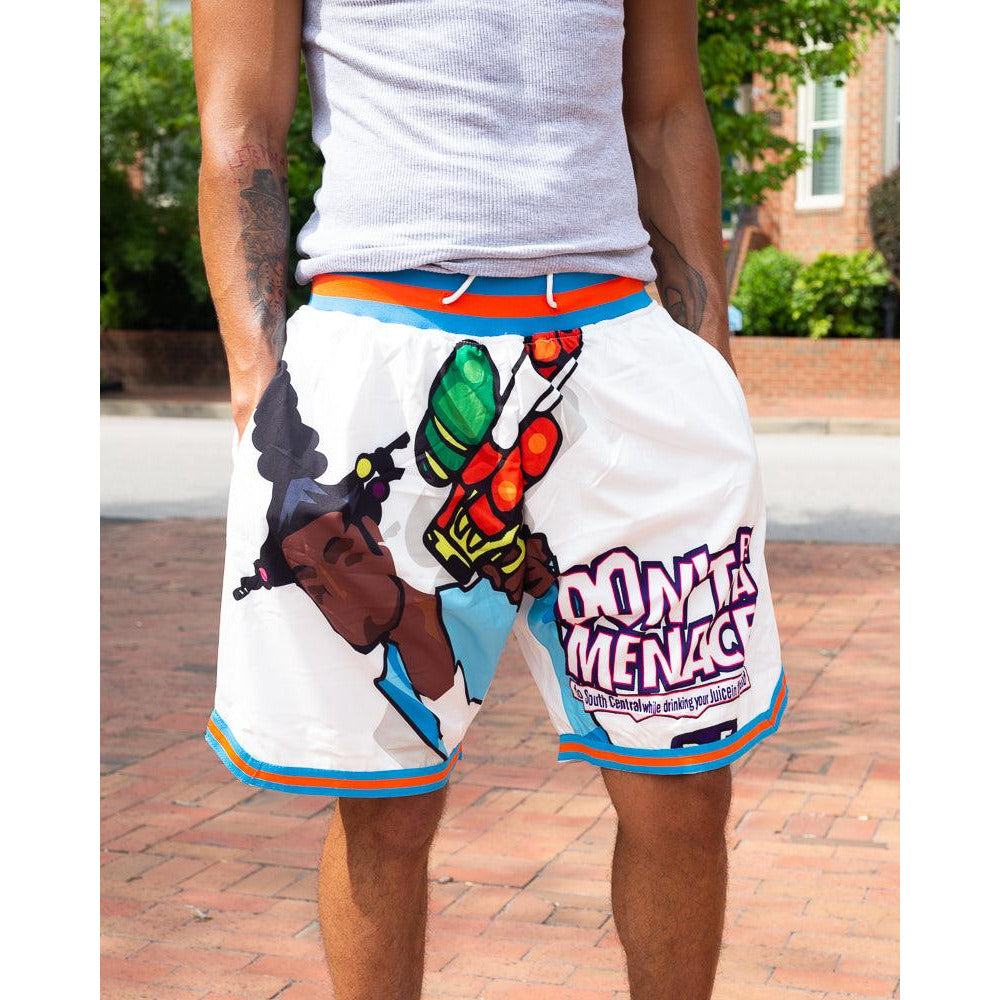 DONT BE A MENACE BASKETBALL SHORTS (WHITE)