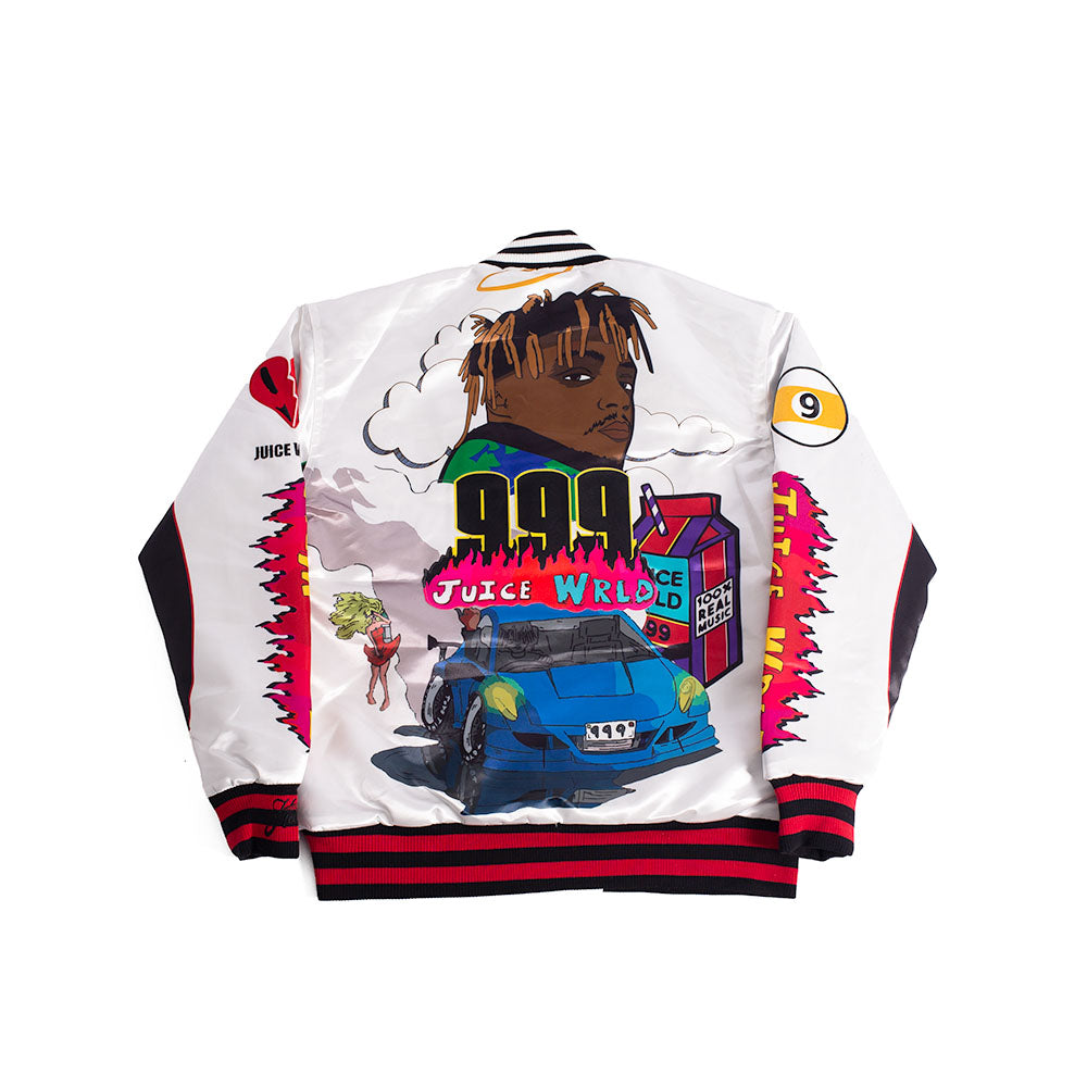 JUICEWRLD YOUTH SATIN JACKET WHITE/RED - Allstarelite.com