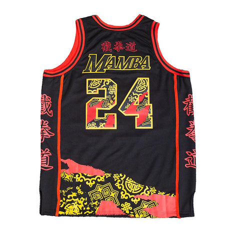 KOBE BRYANT BRUCE LEE LOS ANGELES BLACK PATTERN BASKETBALL JERSEY - Allstarelite.com