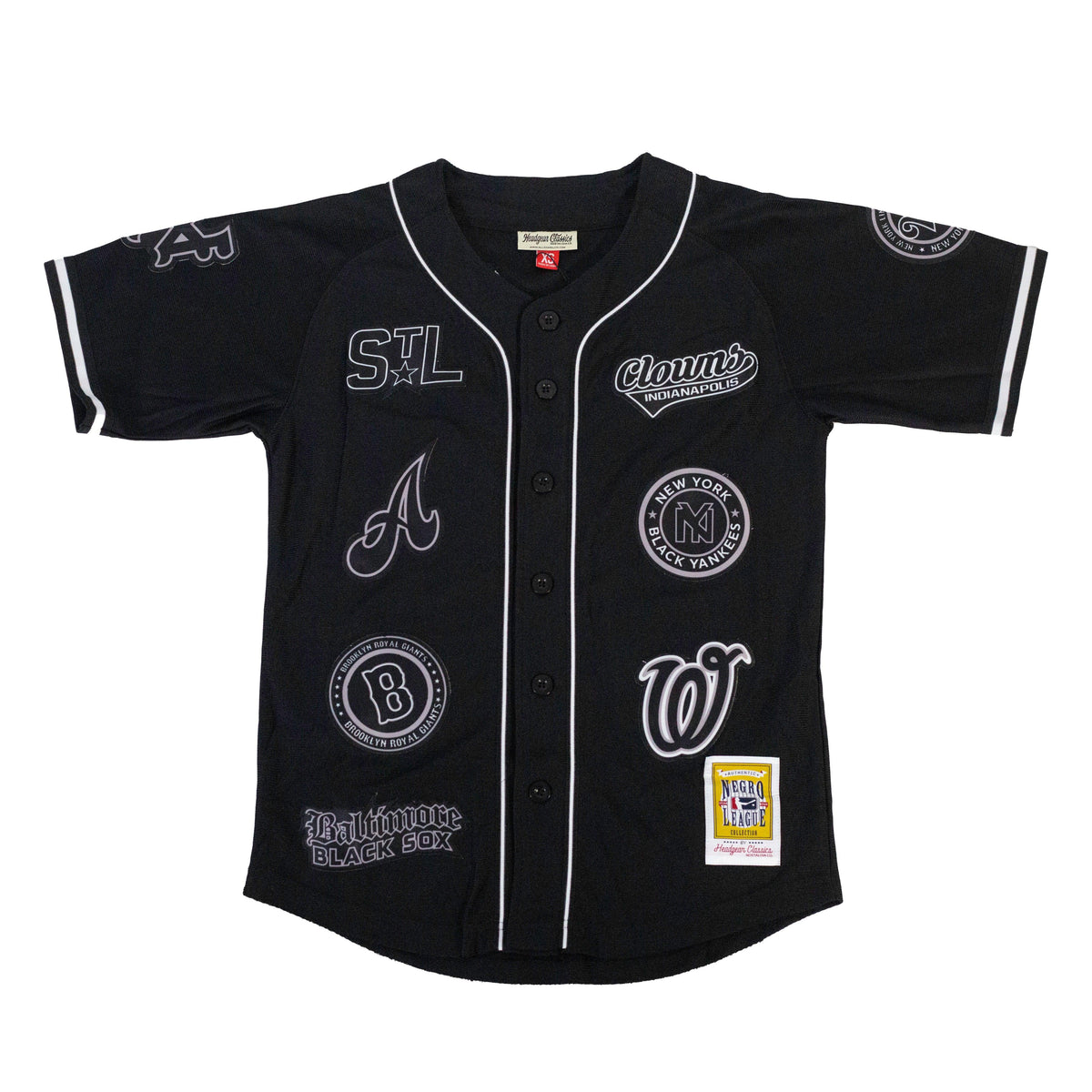 NERGO LEAGUE VERTICAL COLLAGE BUTTOM DOWN BASEBALL JERSEY ...