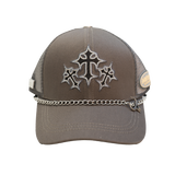 WATSON TRIPLE CROSS LEATHER TRUCKER HAT (BROWN)