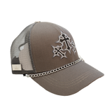 WATSON TRIPLE CROSS LEATHER TRUCKER HAT (BROWN)