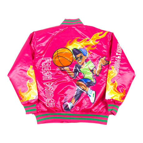 PINK FRESH PRINCE FLAMES SATIN JACKET - Allstarelite.com