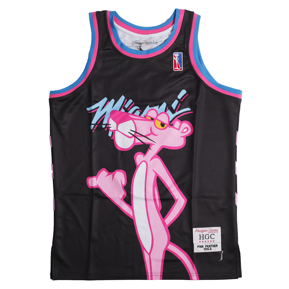 PINK PANTHER MIAMI BASKETBALL JERSEY BLACK - Allstarelite.com