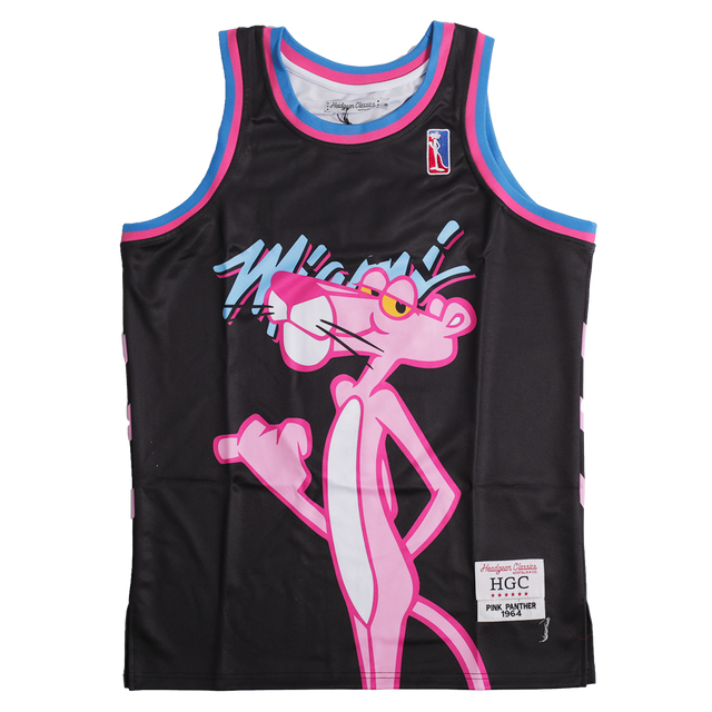 PINK PANTHER MIAMI BASKETBALL JERSEY BLACK - Allstarelite.com