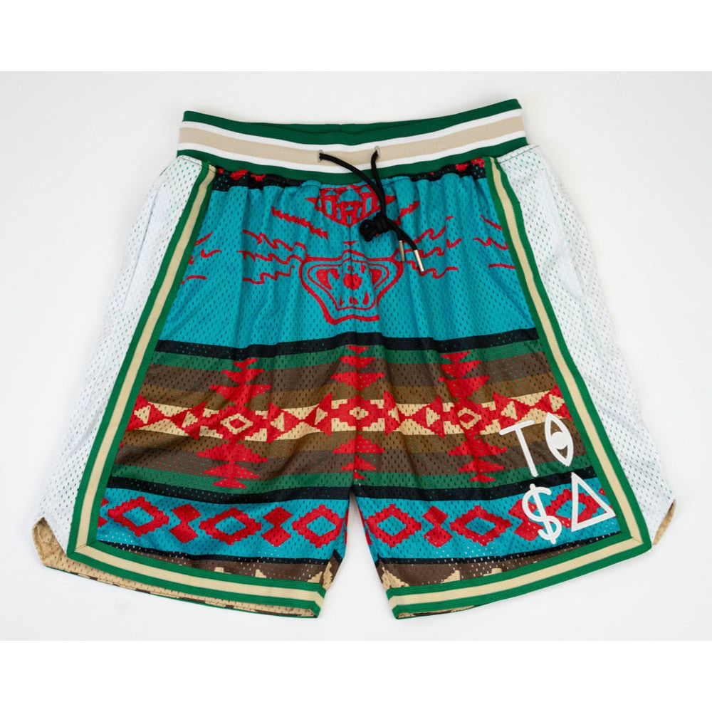 TISA TRIBAL BASKETBALL SHORTS TEAL