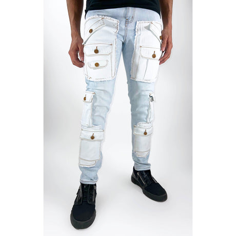 BLUE WASH CARGO JEANS - Allstarelite.com