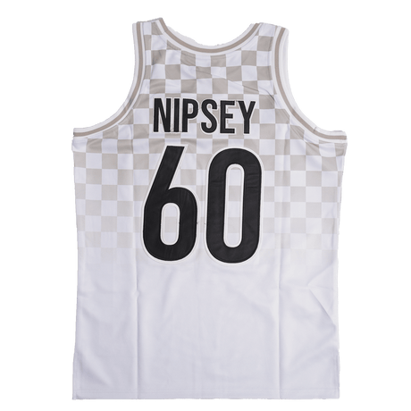 BOOGIE NIPSEY HUSSLE WHITE BASKETBALL JERSEY - Allstarelite.com