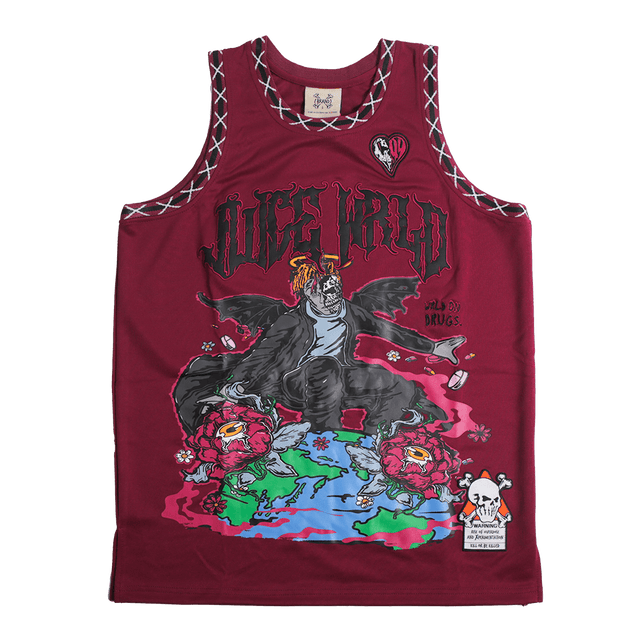 BRAND X JUICE WRLD 999 CRANBERRY BASKETBALL JERSEY - Allstarelite.com